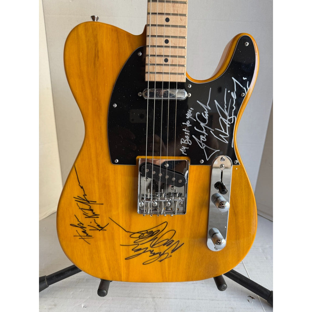 The Highwaymen Johnny Cash Kris Kristofferson Willie Nelson Waylon Jennings full Telecaster electric guitar signed with proof.