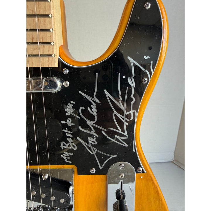 The Highwaymen Johnny Cash Kris Kristofferson Willie Nelson Waylon Jennings full Telecaster electric guitar signed with proof.
