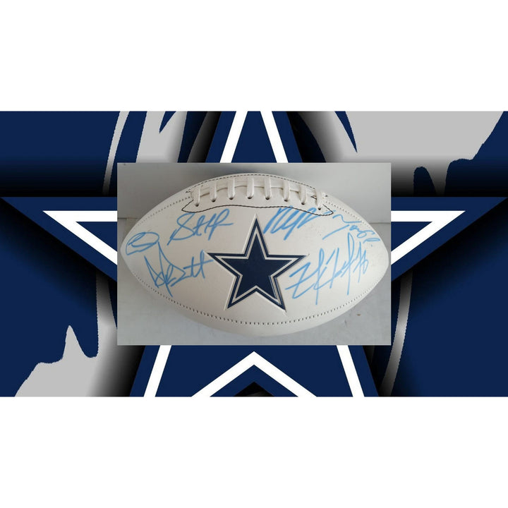 Dallas Cowboys Dak Prescott Ezekiel Elliott CeeDee Lamb Micah Parsons full size football signed with proof