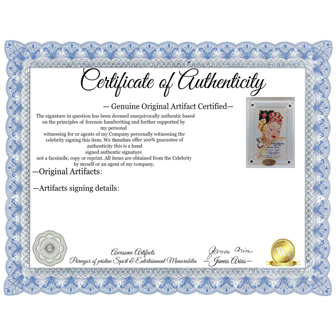 Lucille Ball & Dezi Arnez Copa Cabana New York city postcard signed with proof