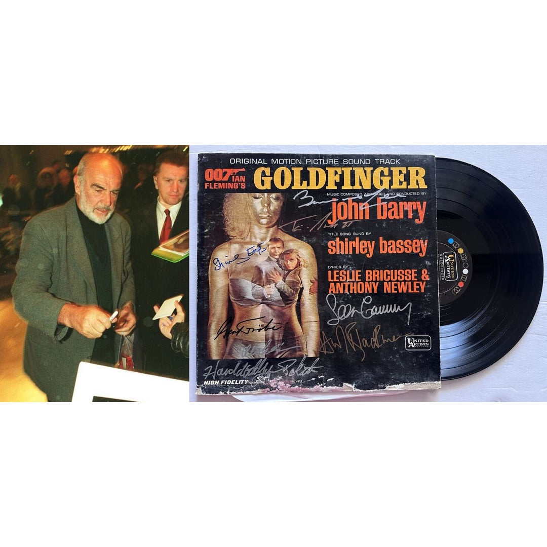 Sean Connery, Bernard Lee, Gold Finger 007 original motion picture LP signed with proof