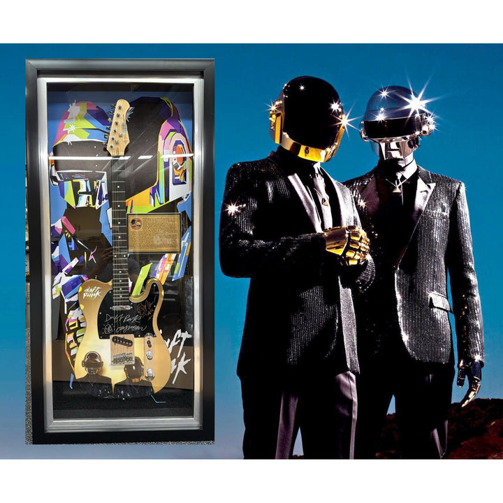 Daft Punk (Thomas Bangalter & Guy Manuel de Homem-Christo) signed with sketch on "One of a Kind" telecaster full size electric guitar