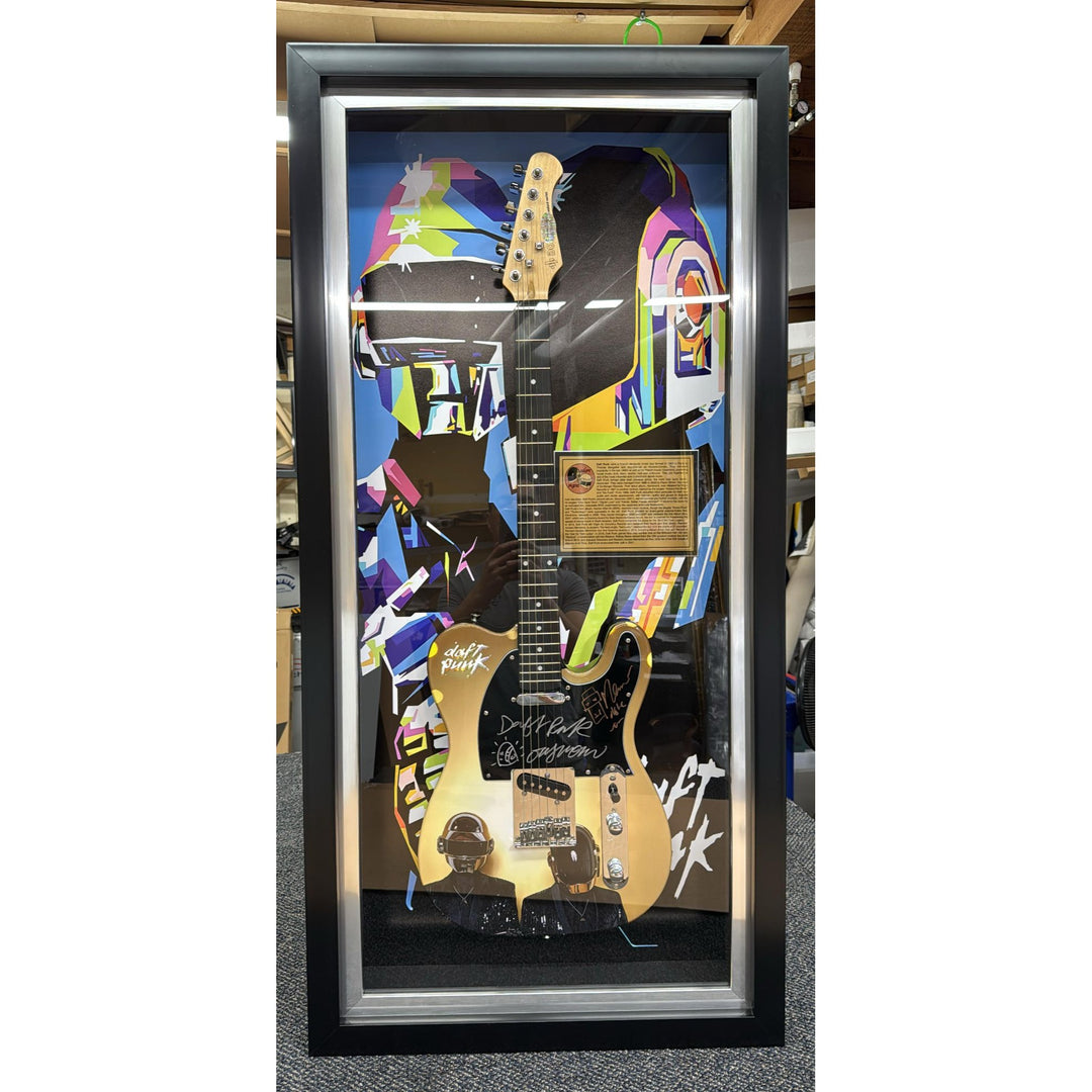 Daft Punk (Thomas Bangalter & Guy Manuel de Homem-Christo) signed with sketch on "One of a Kind" telecaster full size electric guitar