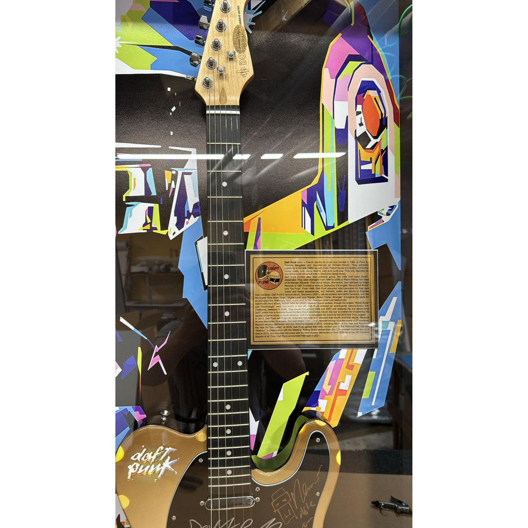 Daft Punk (Thomas Bangalter & Guy Manuel de Homem-Christo) signed with sketch on "One of a Kind" telecaster full size electric guitar