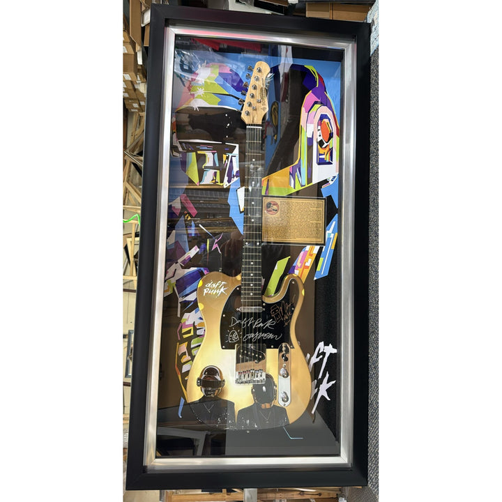Daft Punk (Thomas Bangalter & Guy Manuel de Homem-Christo) signed with sketch on "One of a Kind" telecaster full size electric guitar