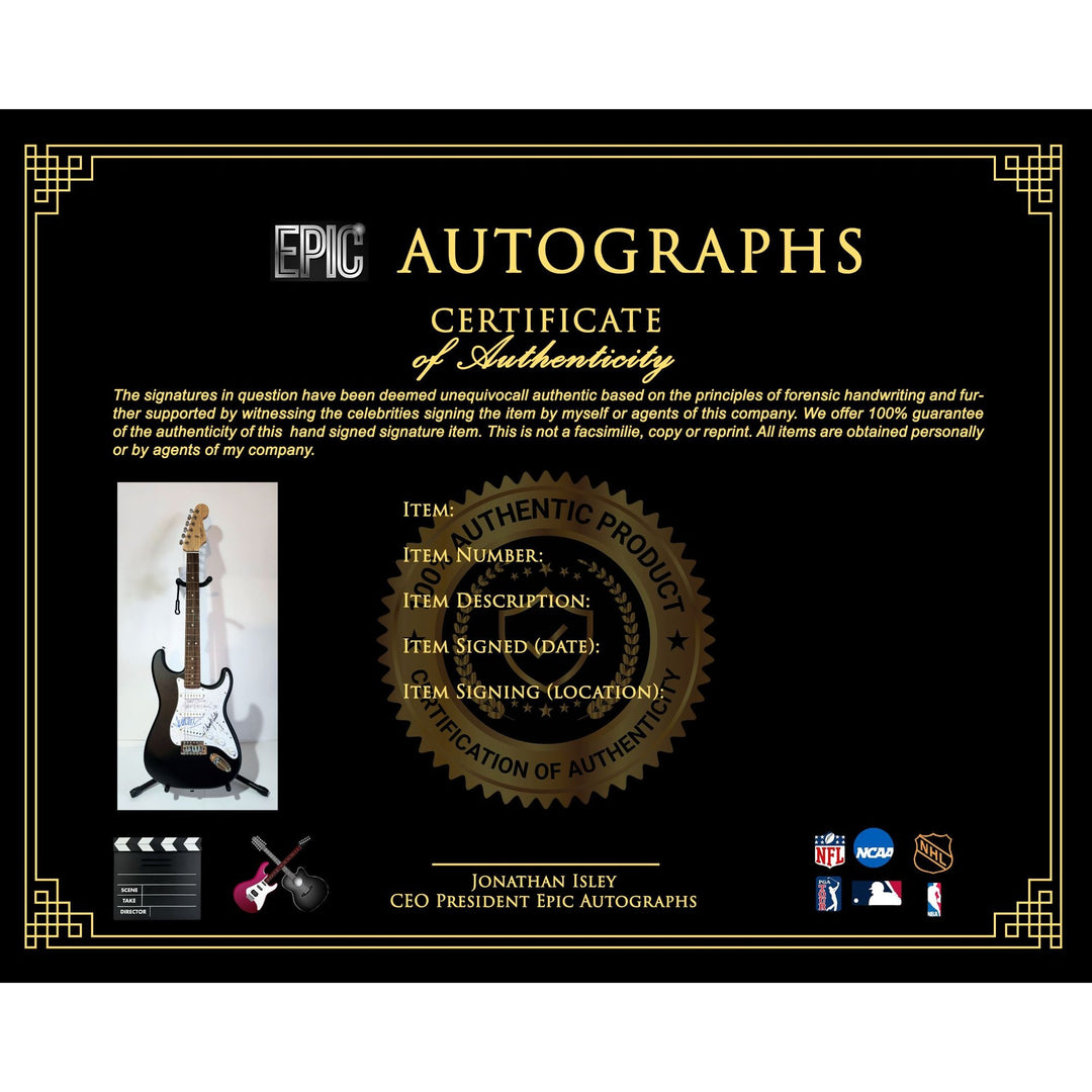 Stevie Ray, Vaughan Johnny, Winter Jeff Beck, Fender Stratocaster electric guitar signed with proof