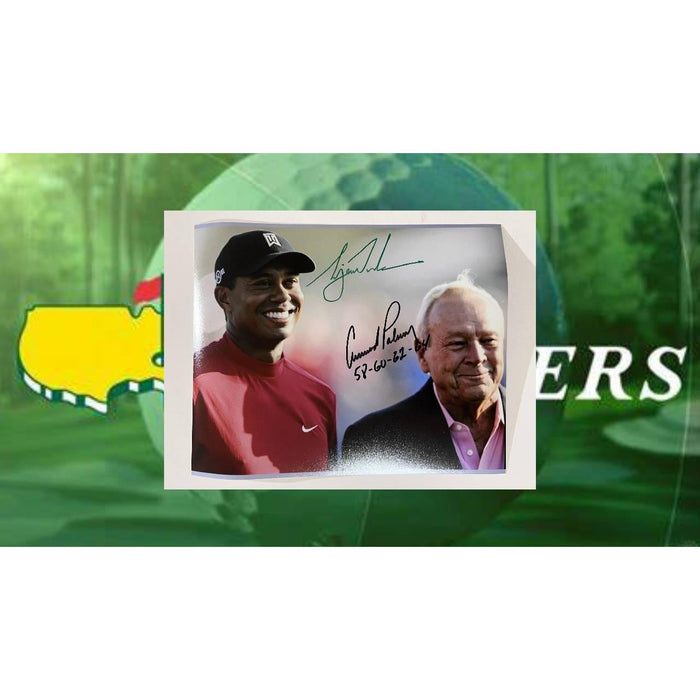 Tiger Woods and Arnold Palmer 8x10 photo signed with proof