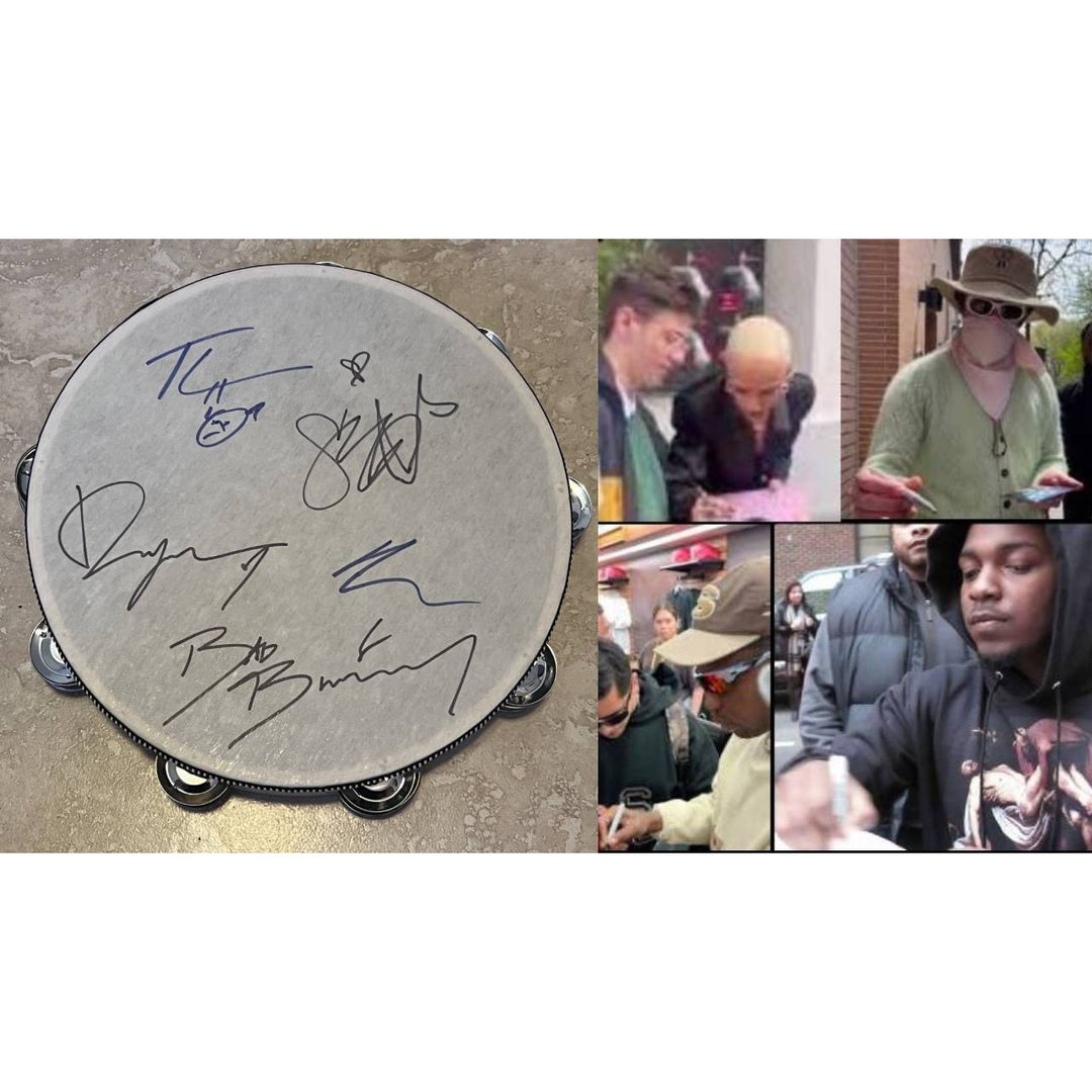 Kendrick Lamar Travis Scott 'SZA" Doja Cat Bad Bunny 10inch' tambourine signed with proof.