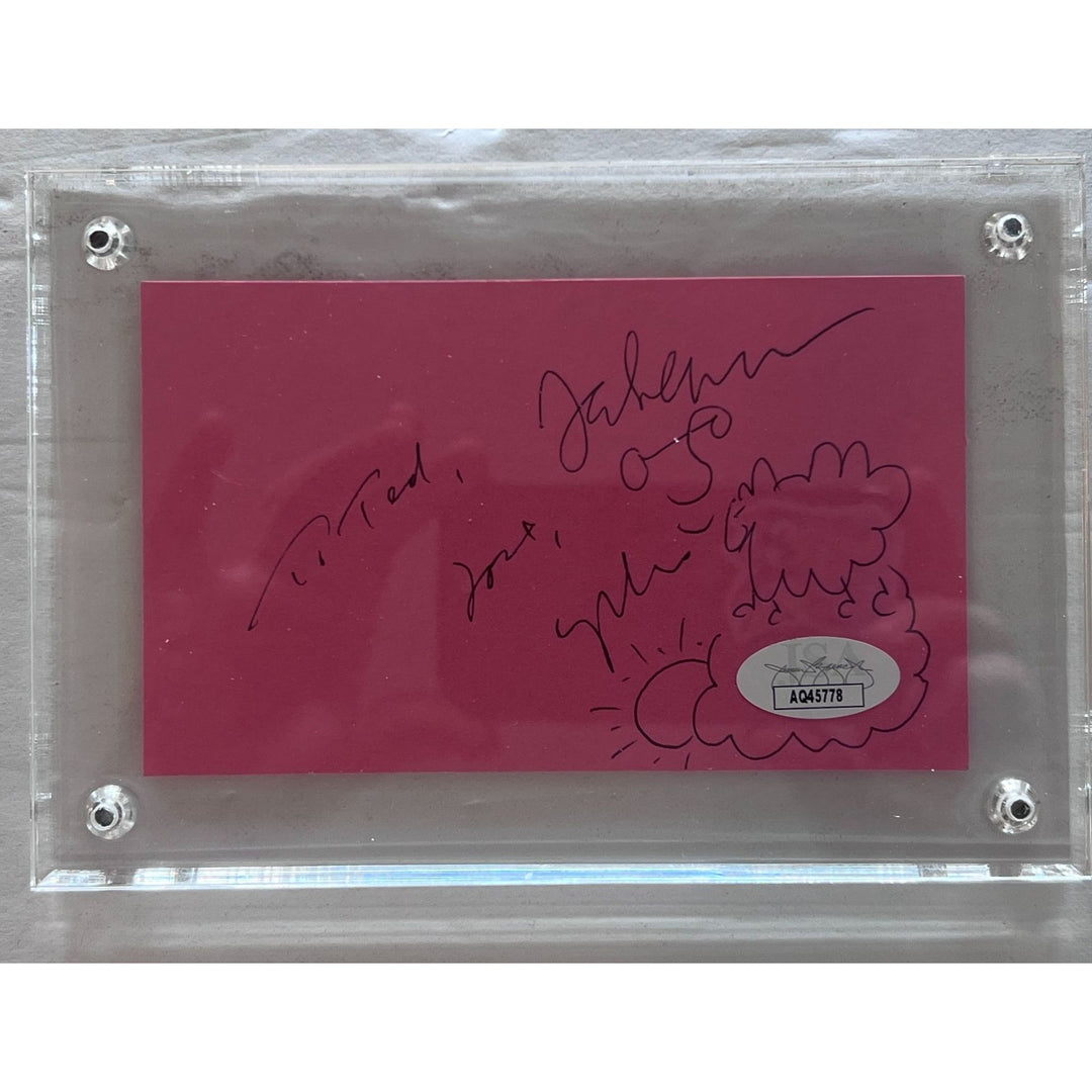 John Lennon Yoko Ono signed and inscribed with Sketch and certification