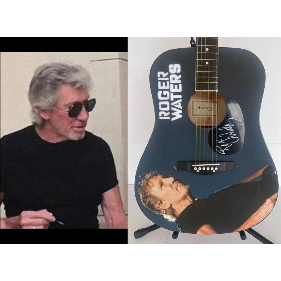 Roger Waters Huntington Acoustic guitar signed with proof.