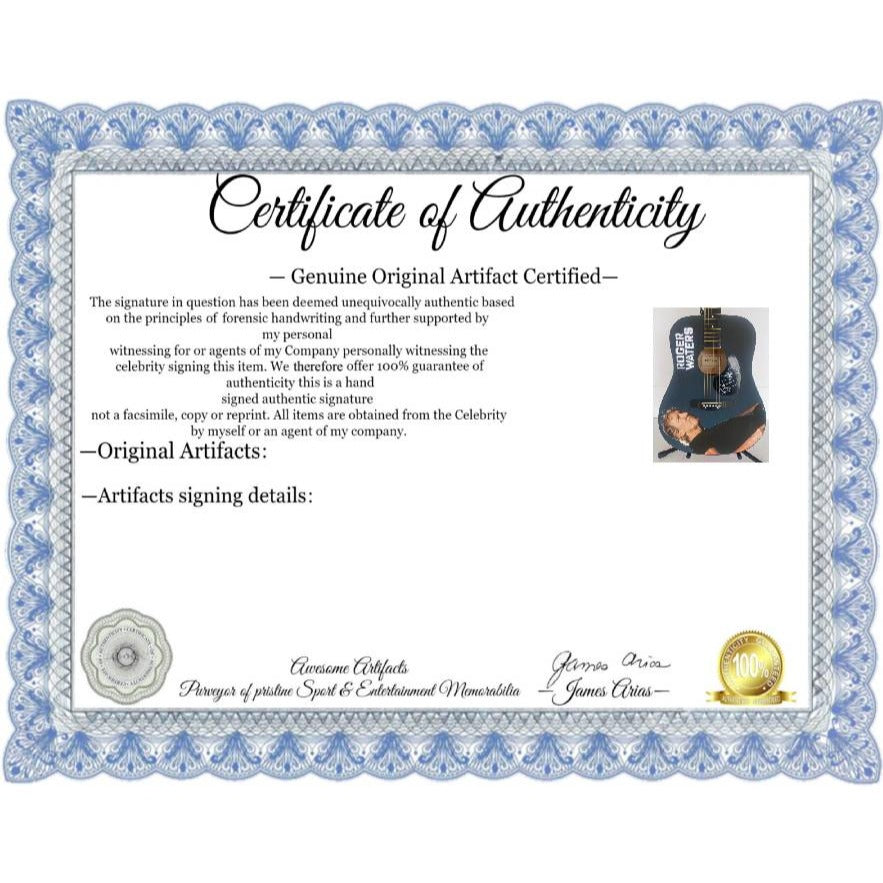 Roger Waters Huntington Acoustic guitar signed with proof.