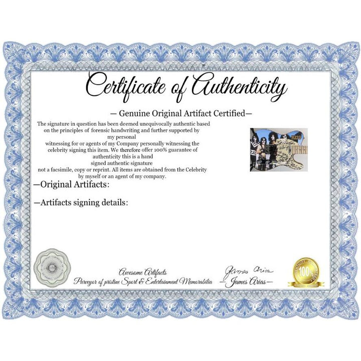 Kiss Gene Simmons, Ace Freehly, Peter Criss, Tommy Thayer, Eric Singer  with hand made sketch one of a kind full size electric guitar signed.