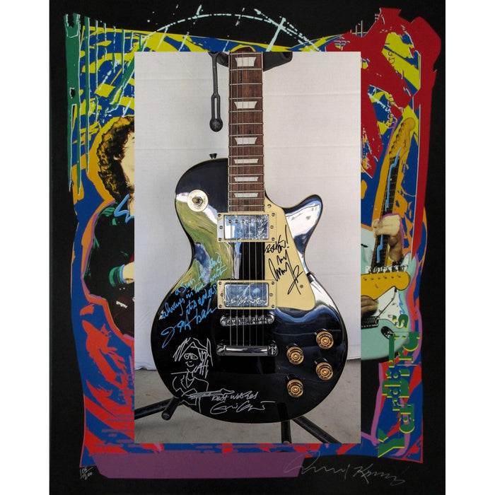 Jeff Beck w/ inscription Eric Clapton with sketch and Jimmy Page inscribed & signed with proof one of a kind vintage les paul