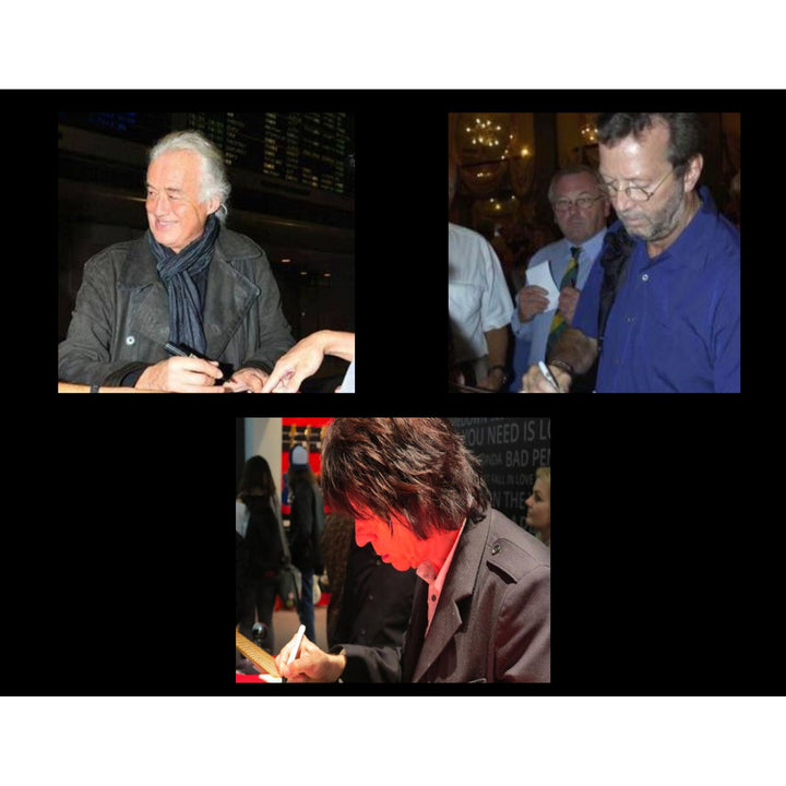 Jeff Beck w/ inscription Eric Clapton with sketch and Jimmy Page inscribed & signed with proof one of a kind vintage les paul