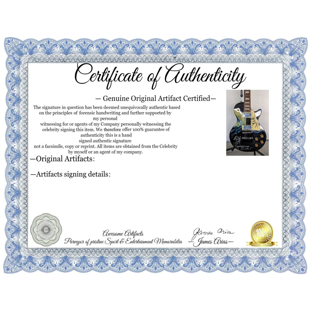 Jeff Beck w/ inscription Eric Clapton with sketch and Jimmy Page inscribed & signed with proof one of a kind vintage les paul