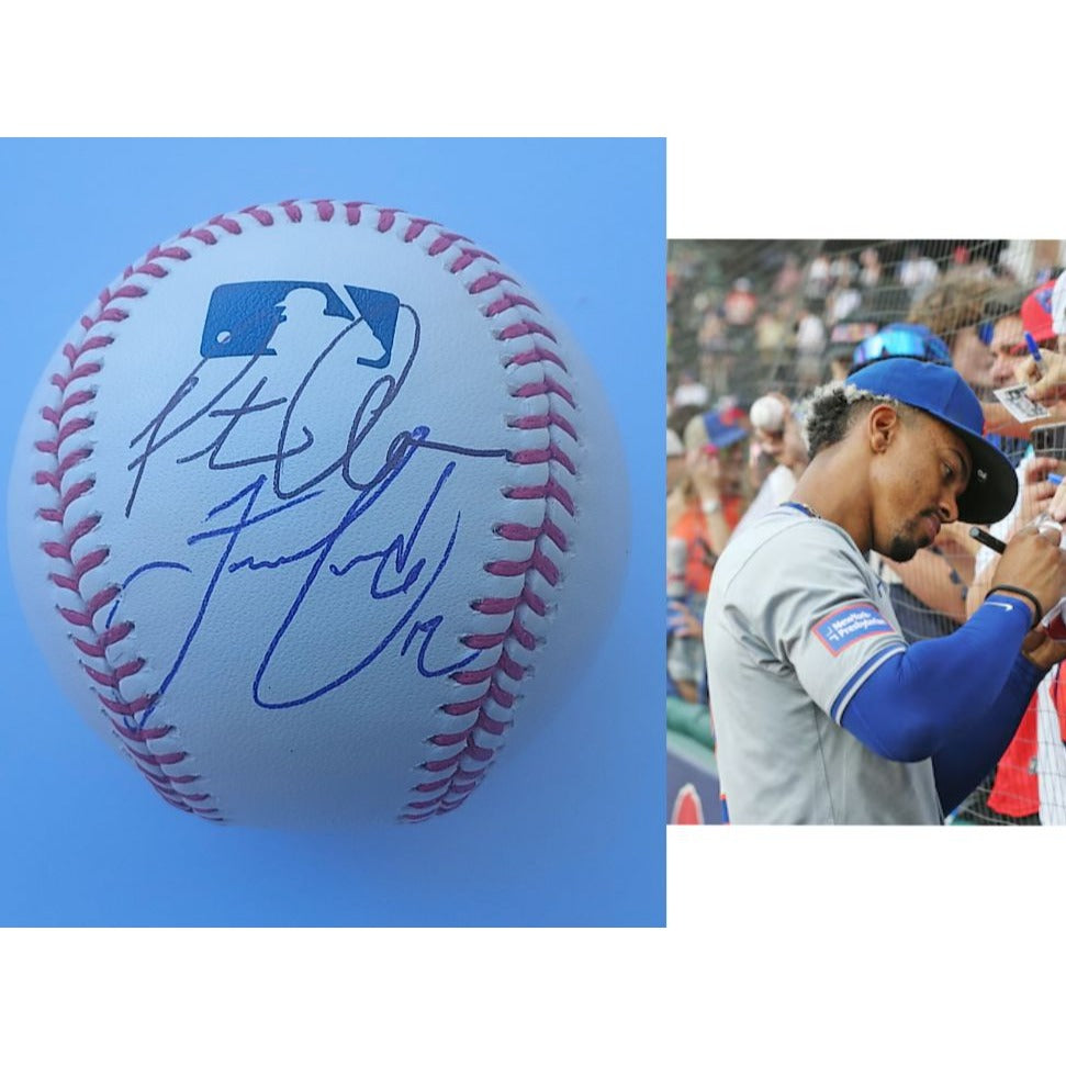 New York Mets Francisco Lindor and Pete Alonso Rawlings MLB baseball signed with proof