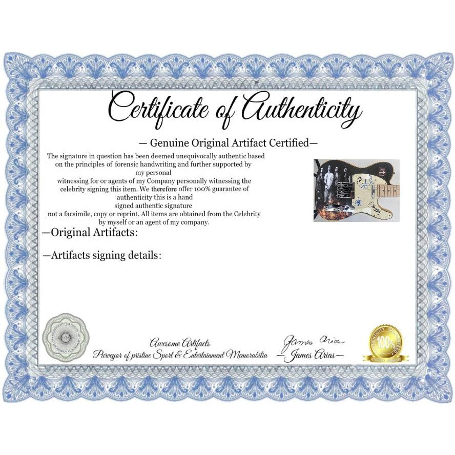 Pantera Phil Anselmo, Dimebag Darrell Abbott, Rex Brown, and Vinnie Paul electric guitar signed with proof.