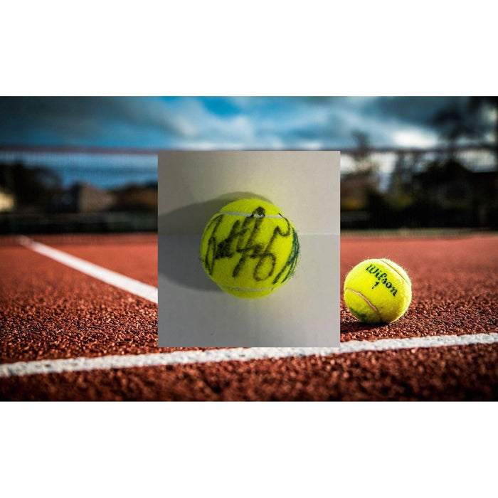 Pete Sampras, Andre Agassi, tennis, ball, signed with proof
