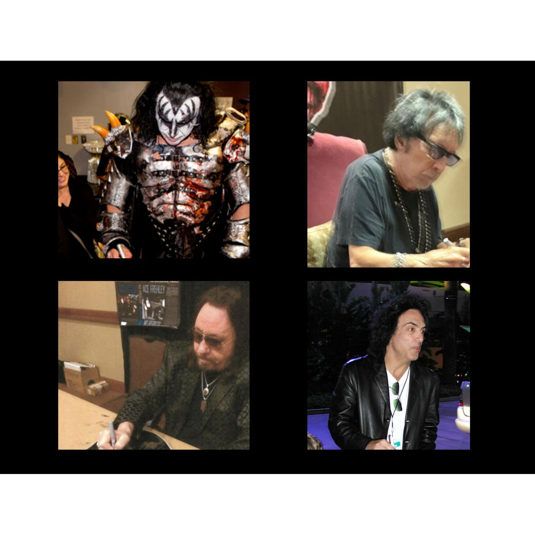 Kiss vintage les paul Gene Simmons Paul Stanley Ace Freehly and Peter Criss signed with proof and inscriptions.