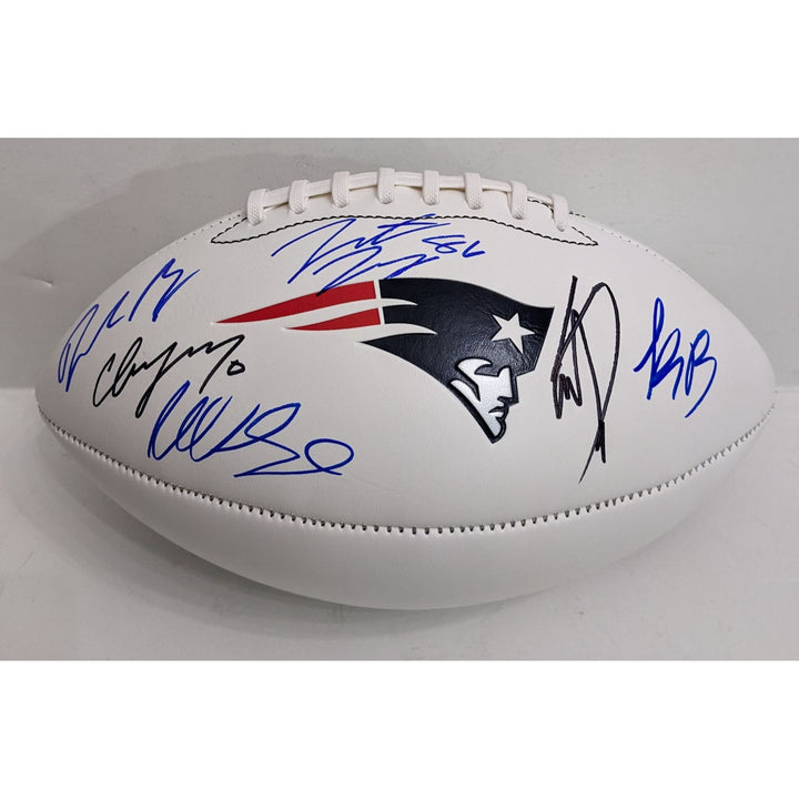 Drake Maye 2025 New England Patriots stars Kayshon Boutte, Hunter Henry, Stefon Diggs, Christian Gonzalez and coach Mike Vrabel