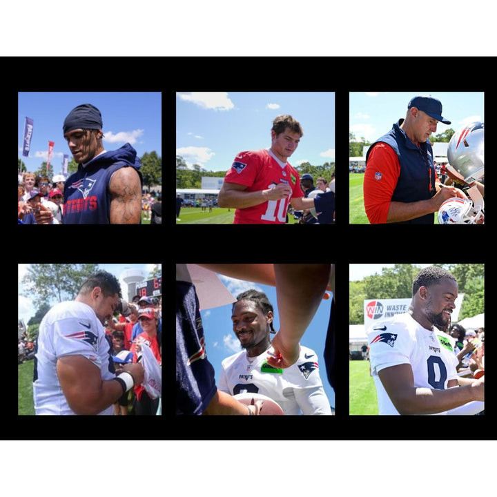 Drake Maye 2025 New England Patriots stars Kayshon Boutte, Hunter Henry, Stefon Diggs, Christian Gonzalez and coach Mike Vrabel