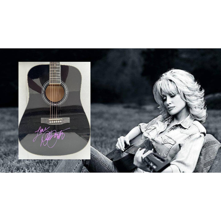 Dolly Parton full size acoustic guitar signed with proof.