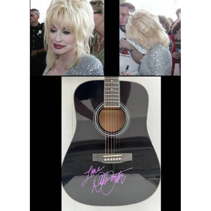 Dolly Parton full size acoustic guitar signed with proof.
