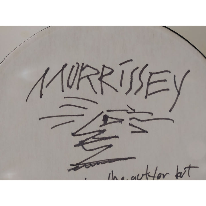 Patrick Morrissey lead singer of The Smiths signed with Sketch and inscription 14-in tambourine with proof