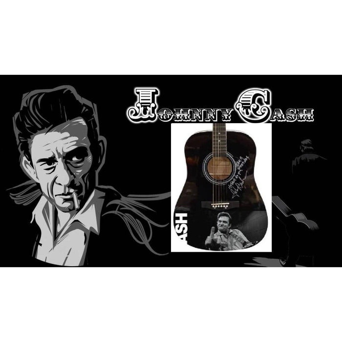 Johnny C@sh "The Man in Black" full size acoustic guitar signed with proof.