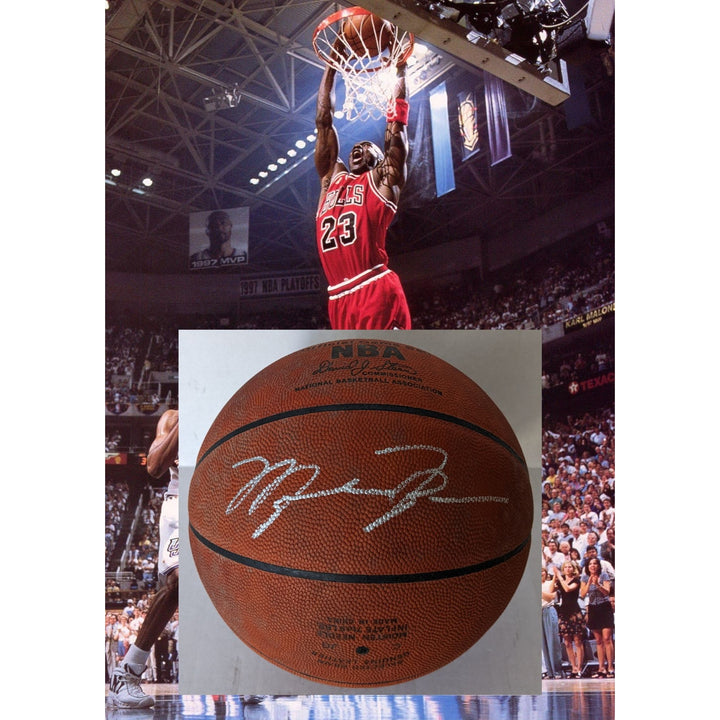 Michael Jordan NBA vintage Spalding game ball David Stern signed with proof
