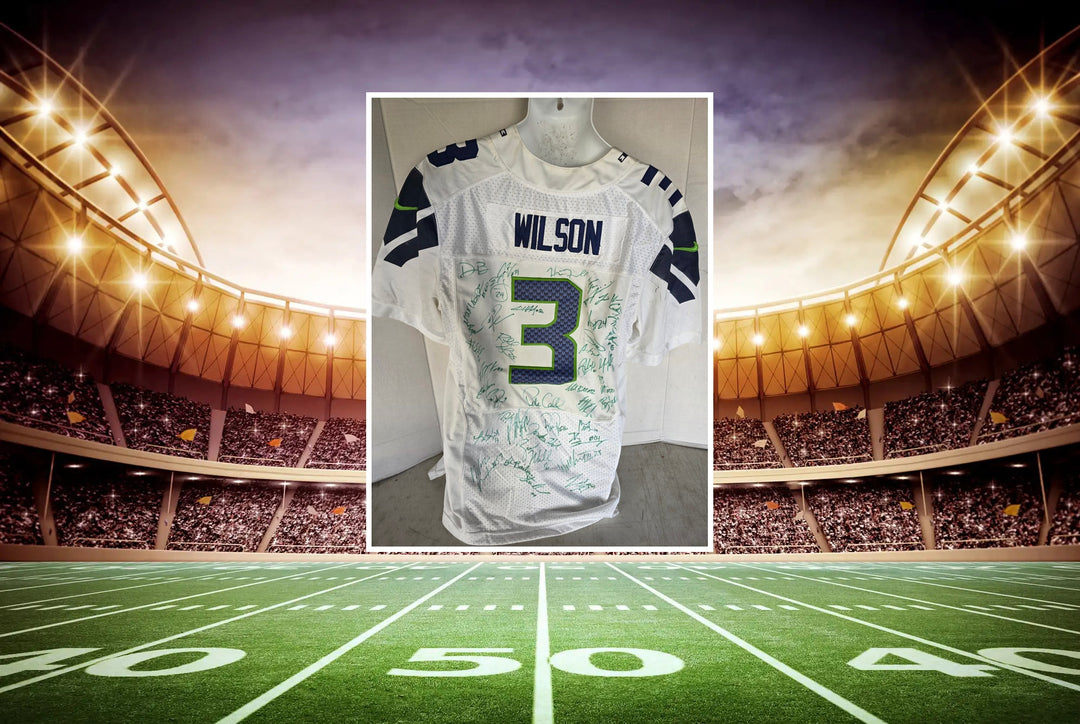 Seattle Seahawks Russell Wilson team signed jersey full view