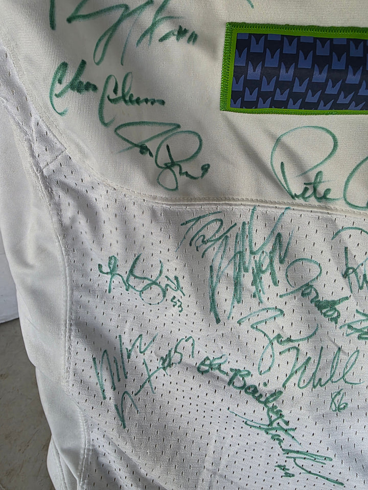 Seattle Seahawks team signatures close-up 2
