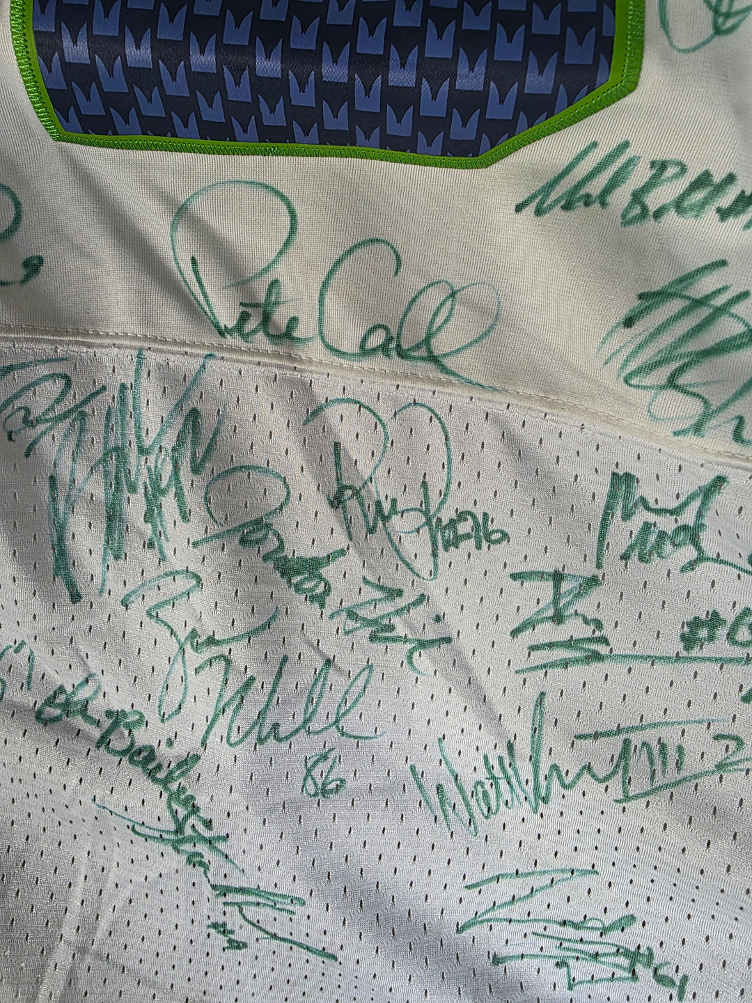 Seattle Seahawks team signatures close-up 3
