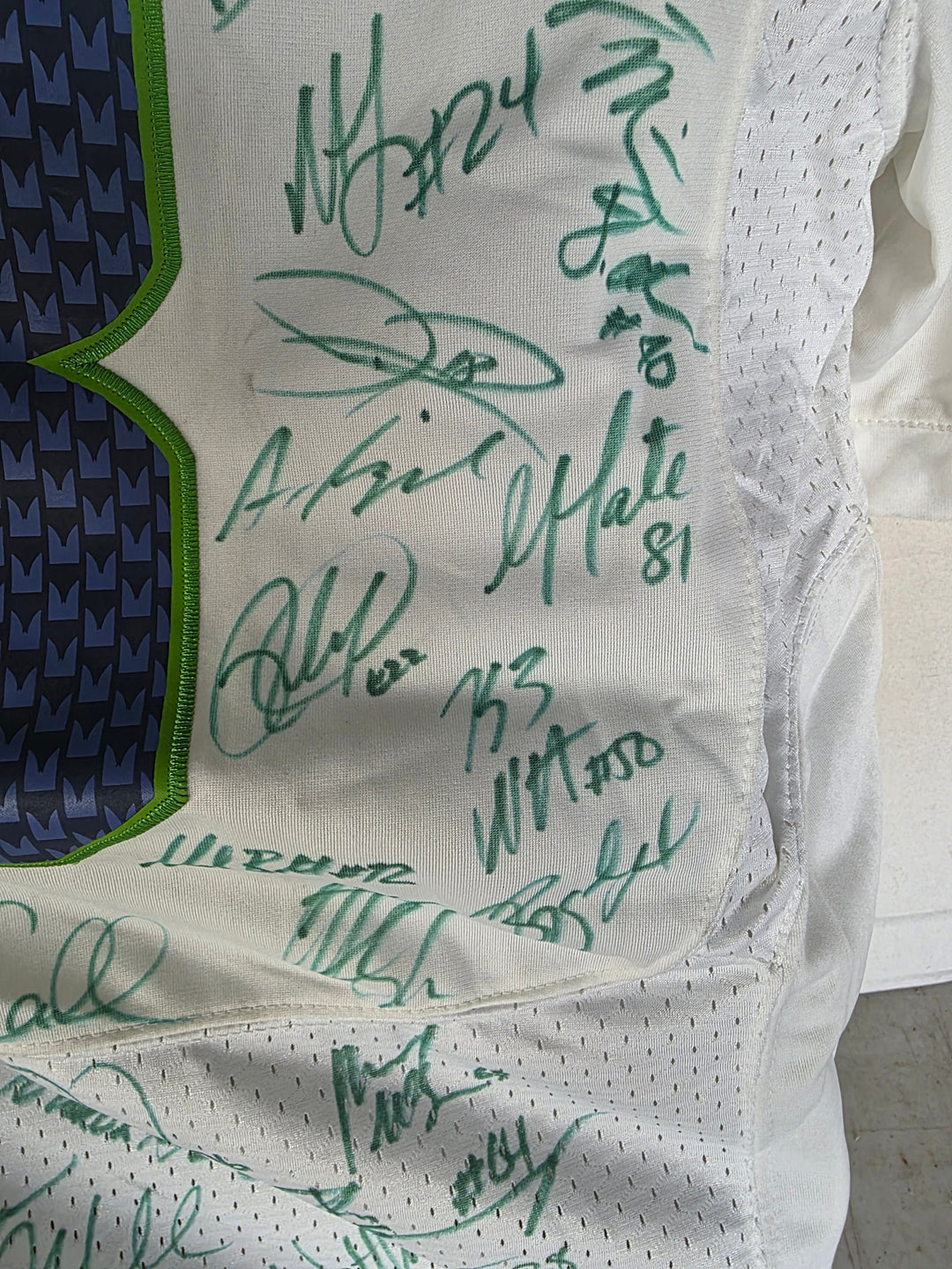 Seattle Seahawks team signatures close-up 4