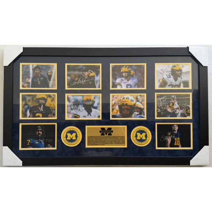 Michigan Wolverines national champions 2023 JJ McCarthy Jim Harbaugh Blake Coram Colston Loveland Mason Graham43x23 photos signed with proof.