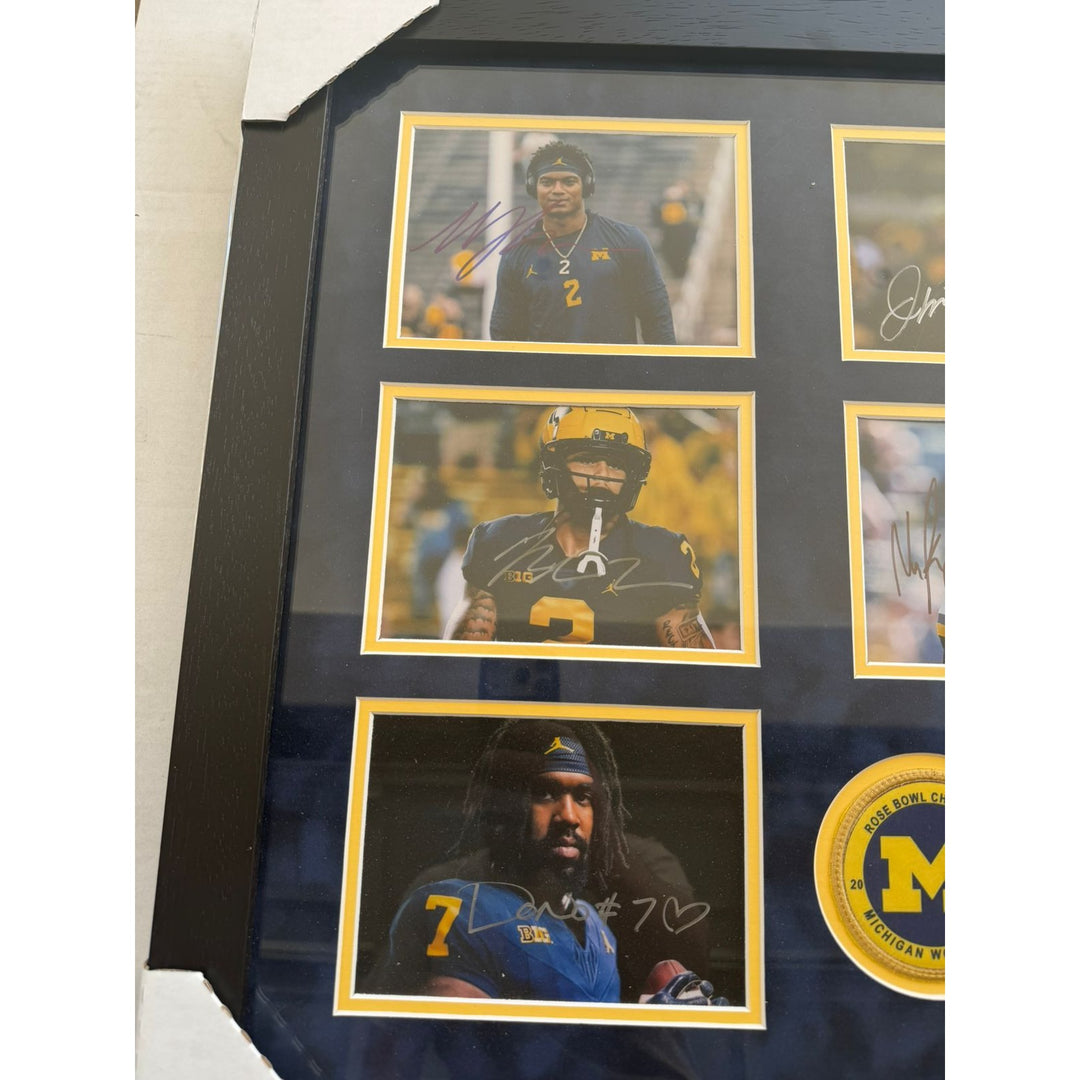 Michigan Wolverines national champions 2023 JJ McCarthy Jim Harbaugh Blake Coram Colston Loveland Mason Graham43x23 photos signed with proof.