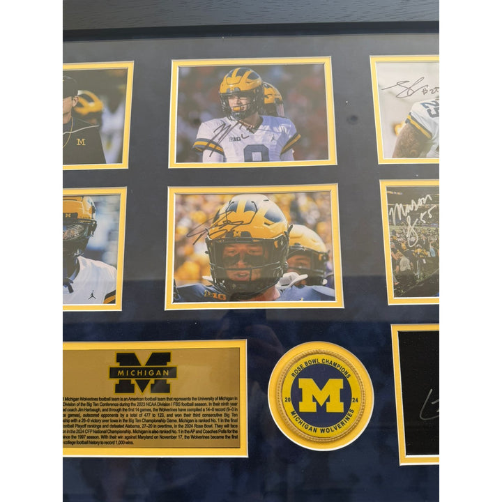 Michigan Wolverines national champions 2023 JJ McCarthy Jim Harbaugh Blake Coram Colston Loveland Mason Graham43x23 photos signed with proof.