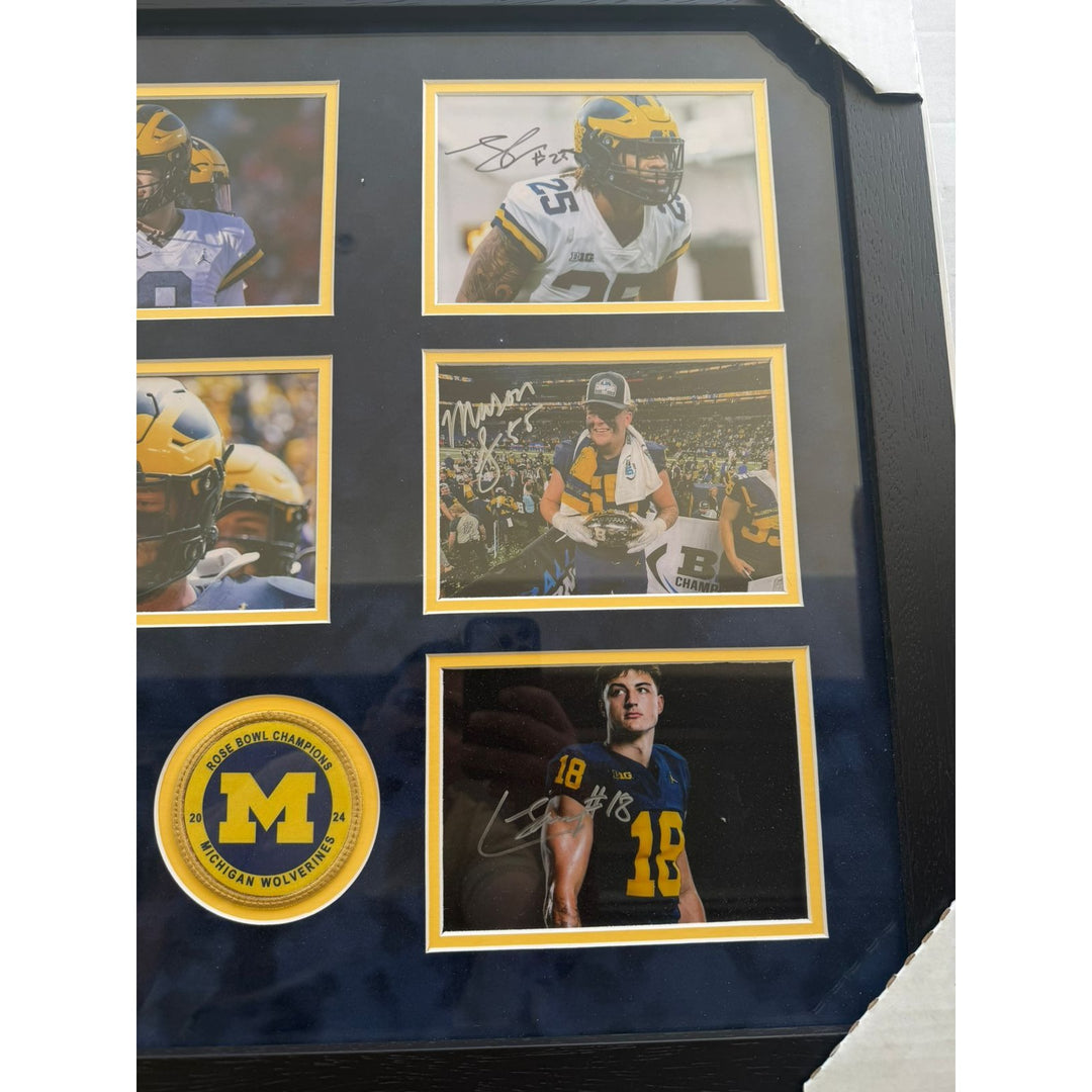 Michigan Wolverines national champions 2023 JJ McCarthy Jim Harbaugh Blake Coram Colston Loveland Mason Graham43x23 photos signed with proof.