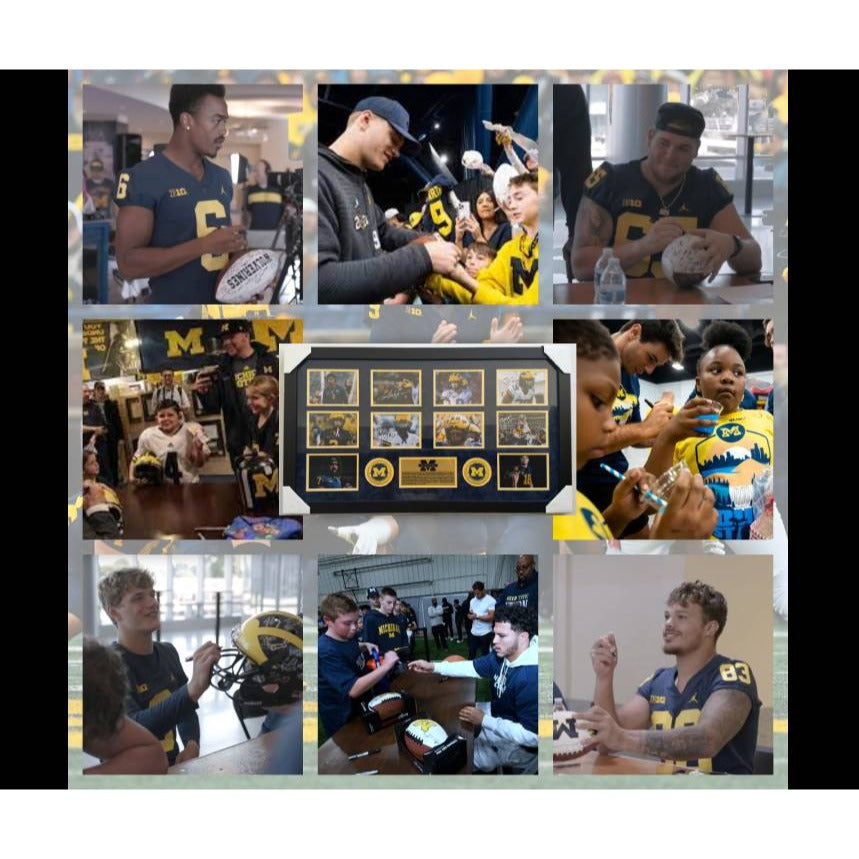 Michigan Wolverines national champions 2023 JJ McCarthy Jim Harbaugh Blake Coram Colston Loveland Mason Graham43x23 photos signed with proof.