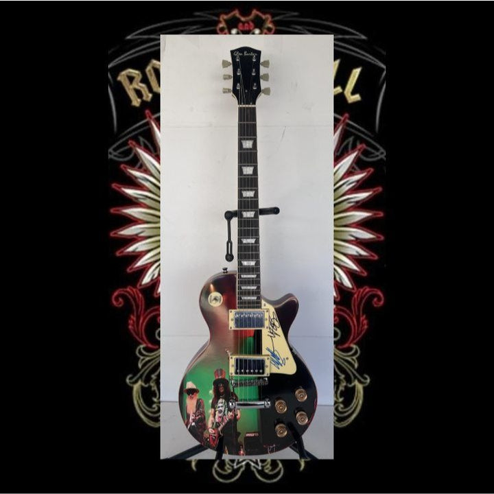Guns N Roses Slash and Billy Gibbons ZZ Top  one of a kind les paul (full size) electric guitar signed with proof.