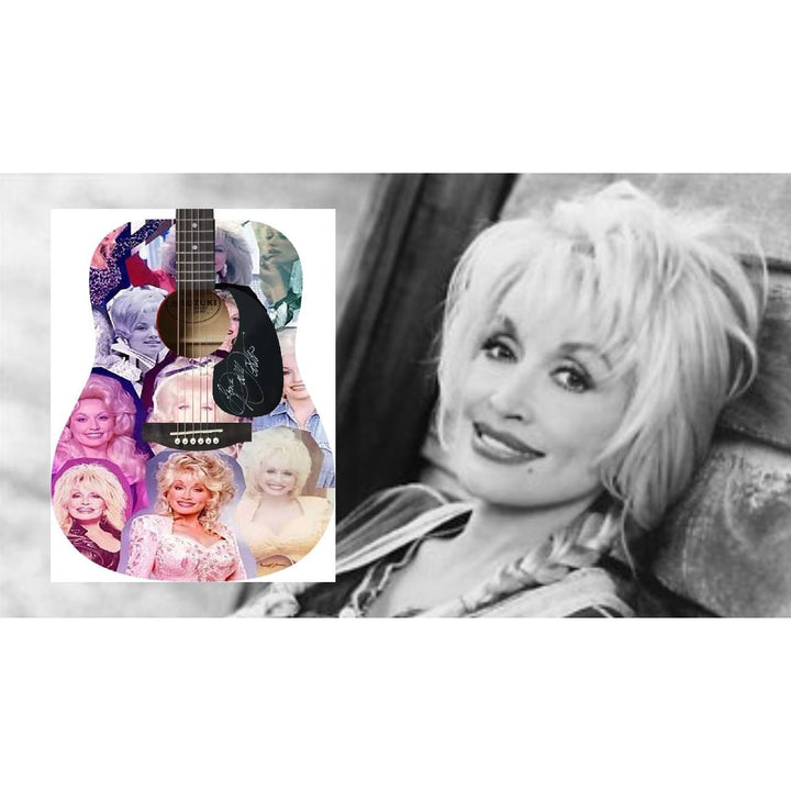 Dolly Parton full size acoustic guitar signed with proof .