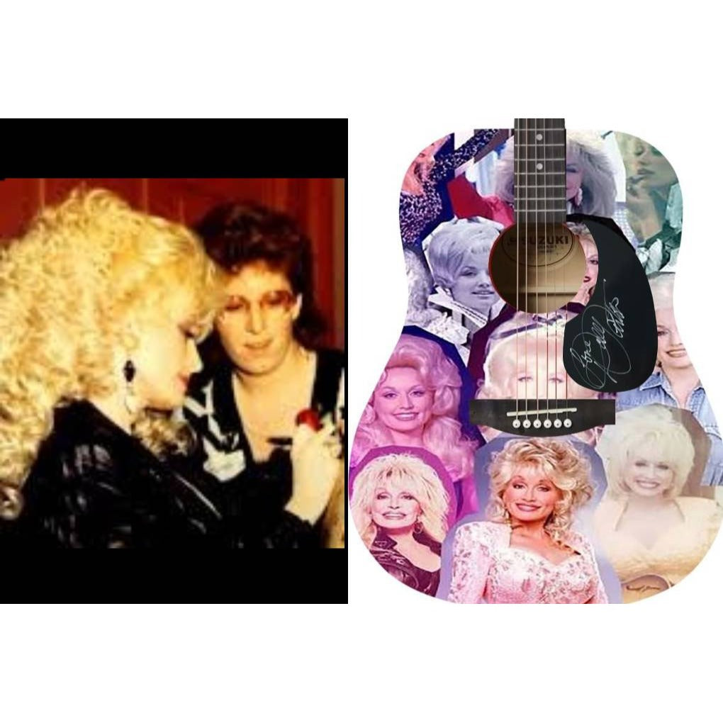 Dolly Parton full size acoustic guitar signed with proof .