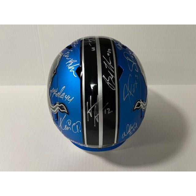 Detroit Lions 2024 Jared Goff San Brown  Aidan Hutchinson 40 members signed Deluxe full size helmet with proof