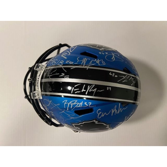 Detroit Lions 2024 Jared Goff San Brown  Aidan Hutchinson 40 members signed Deluxe full size helmet with proof