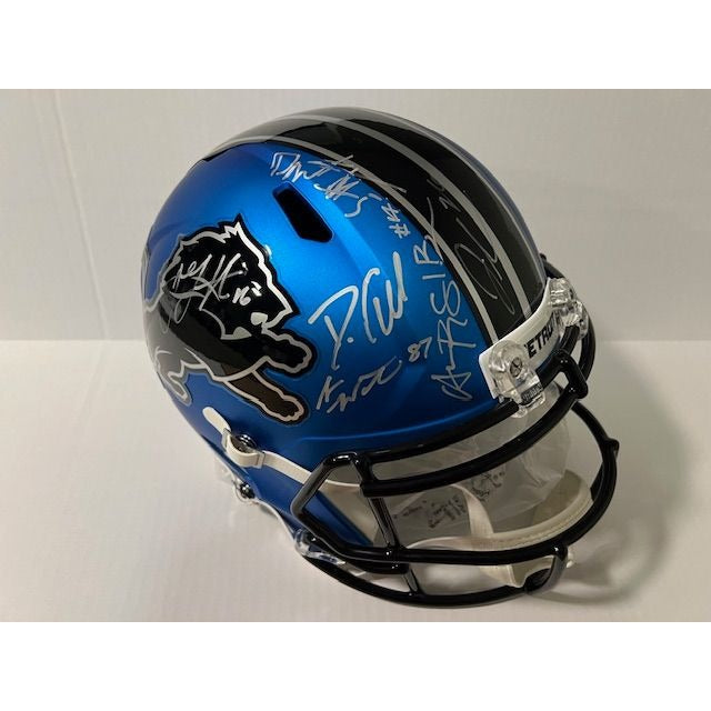 Detroit Lions 2024 Jared Goff San Brown  Aidan Hutchinson 40 members signed Deluxe full size helmet with proof