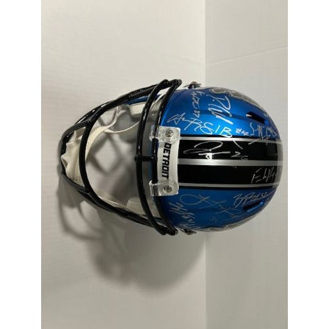 Detroit Lions 2024 Jared Goff San Brown  Aidan Hutchinson 40 members signed Deluxe full size helmet with proof