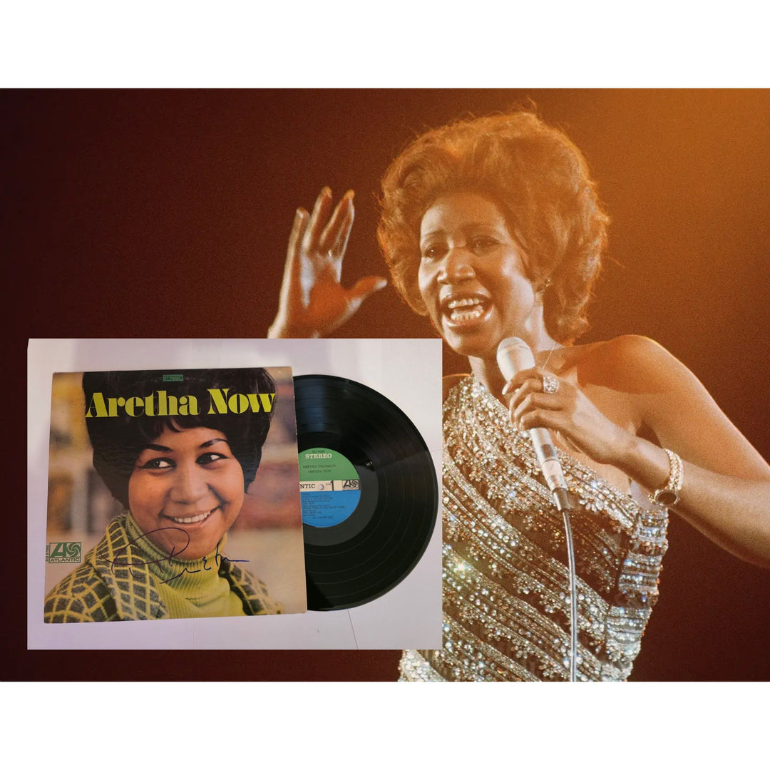 Aretha Franklin "Aretha Now" LP signed with proof.