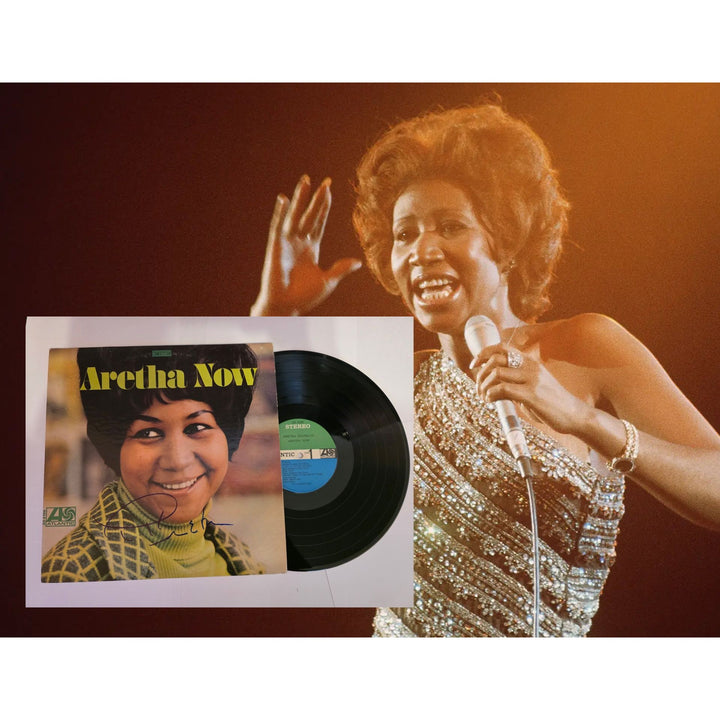 Aretha Franklin "Aretha Now" LP signed with proof.