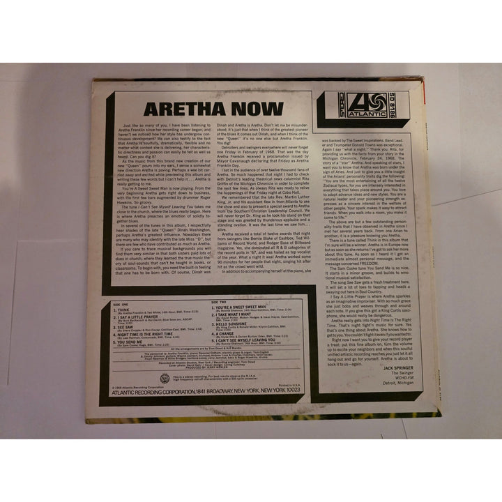 Aretha Franklin "Aretha Now" LP signed with proof.