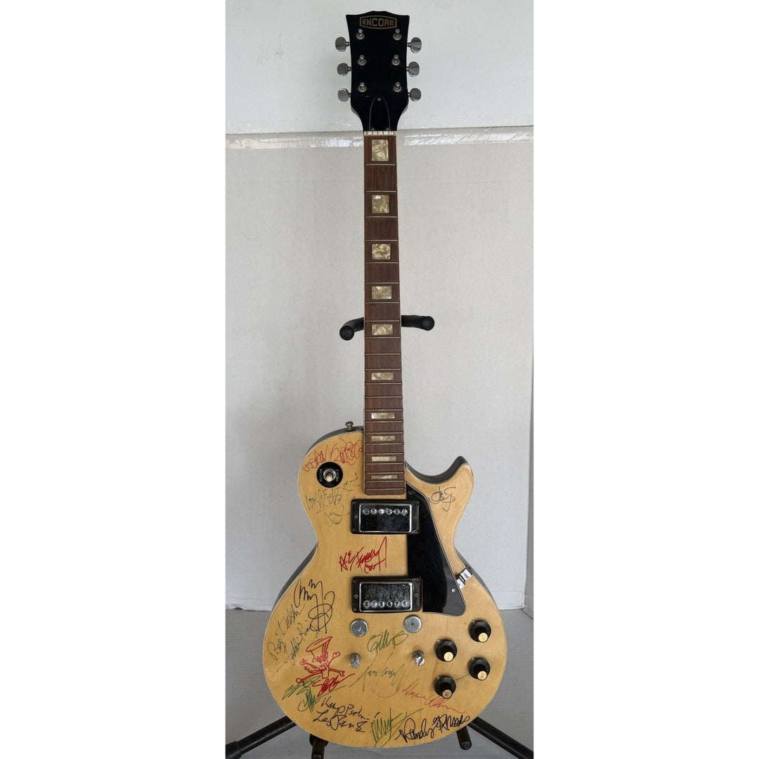 1970s Encore E49 Les Paul Custom 15 iconic guitarists signed with proof.